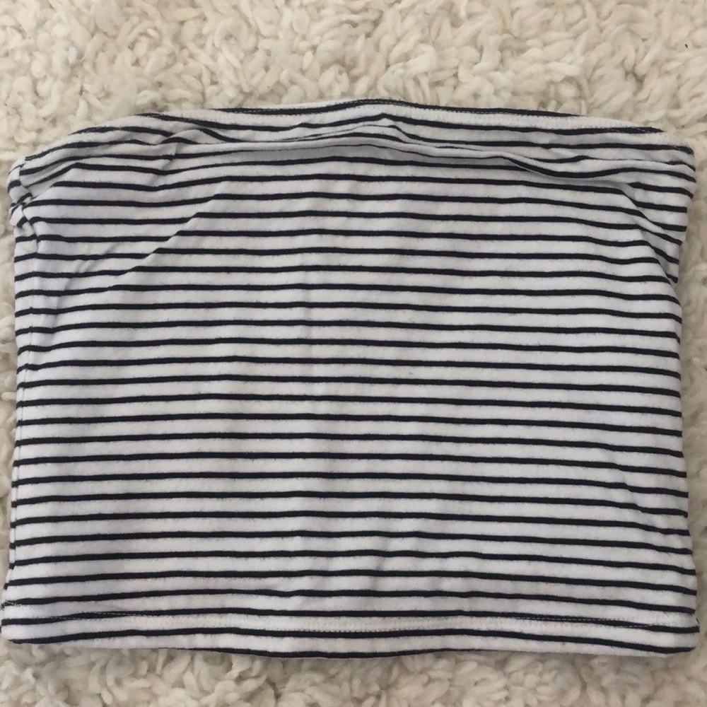 hollister black and white striped tube top